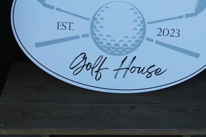 Golf Ball Tee Putter Custom Oval Weatherproof Sign PVC plastic smooth Personalized Sport House Welcome Great for hanging or wall mounted