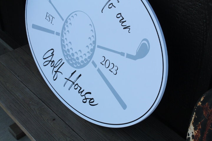 Golf Ball Tee Putter Custom Oval Weatherproof Sign PVC plastic smooth Personalized Sport House Welcome Great for hanging or wall mounted
