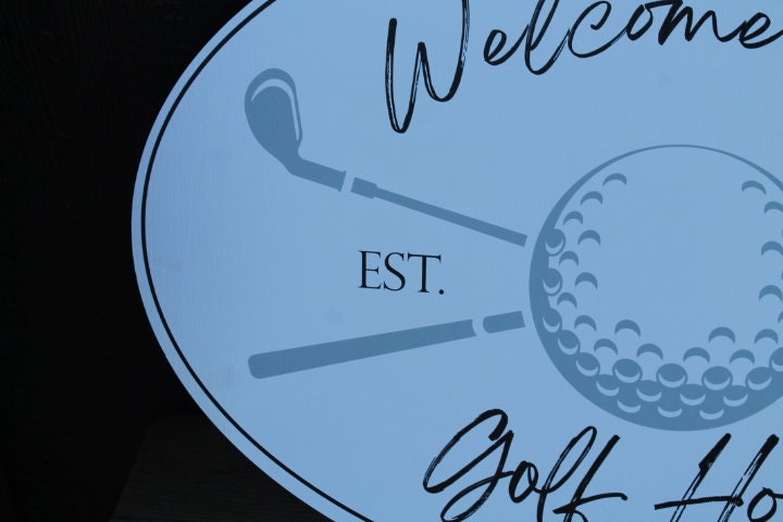 Golf Ball Tee Putter Custom Oval Weatherproof Sign PVC plastic smooth Personalized Sport House Welcome Great for hanging or wall mounted