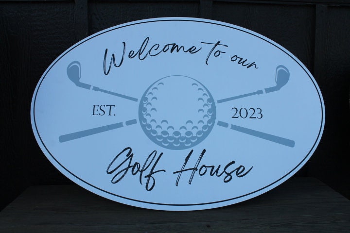 Golf Ball Tee Putter Custom Oval Weatherproof Sign PVC plastic smooth Personalized Sport House Welcome Great for hanging or wall mounted