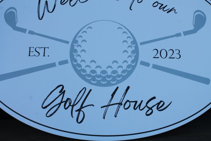 Golf Ball Tee Putter Custom Oval Weatherproof Sign PVC plastic smooth Personalized Sport House Welcome Great for hanging or wall mounted