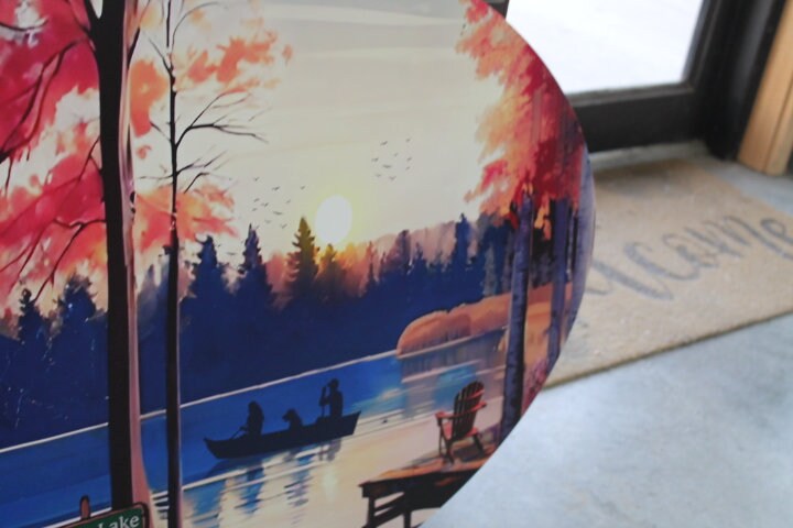 Lake Sign Deer Dock Custom Oval Weatherproof Sign PVC plastic smooth Personalized House Welcome Great for hanging or wall mounted