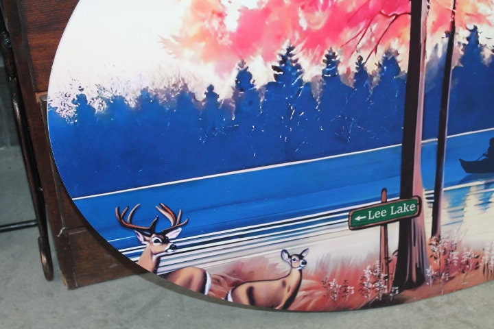 Lake Sign Deer Dock Custom Oval Weatherproof Sign PVC plastic smooth Personalized House Welcome Great for hanging or wall mounted