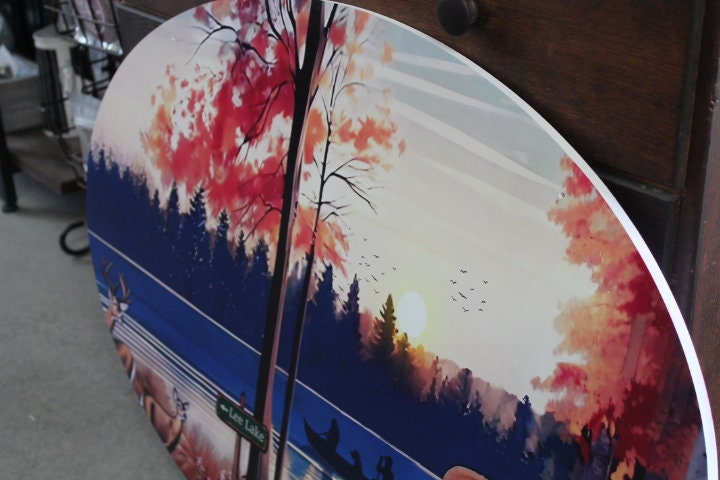 Lake Sign Deer Dock Custom Oval Weatherproof Sign PVC plastic smooth Personalized House Welcome Great for hanging or wall mounted