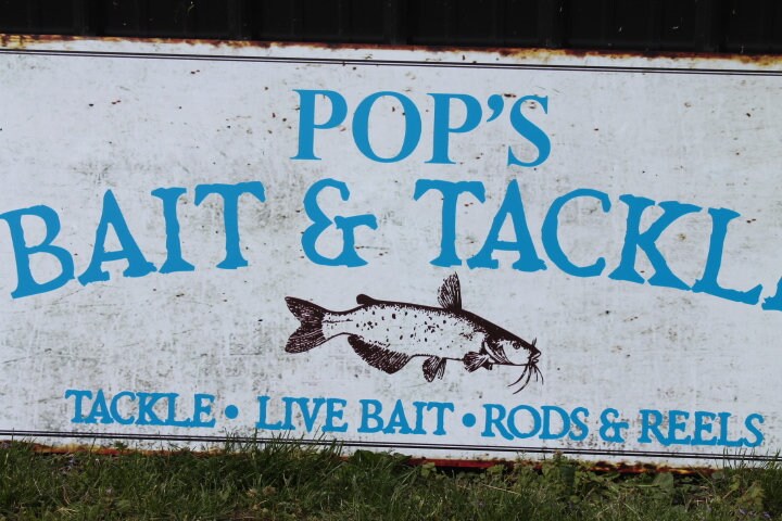 Personalized Bait Shop Pop Catfish Fathers Day PVC Smooth Rustic Rusty Giftable Outdoor Sustainable Weather Durable Printed Lake Fishing