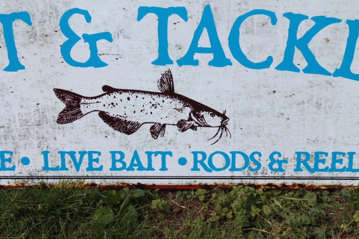 Personalized Bait Shop Pop Catfish Fathers Day PVC Smooth Rustic Rusty Giftable Outdoor Sustainable Weather Durable Printed Lake Fishing