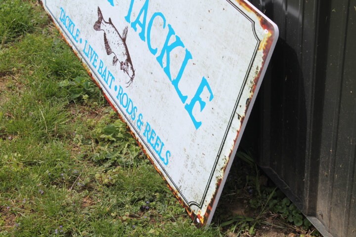 Personalized Bait Shop Pop Catfish Fathers Day PVC Smooth Rustic Rusty Giftable Outdoor Sustainable Weather Durable Printed Lake Fishing