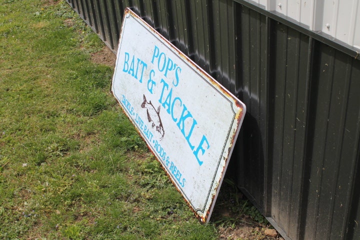 Personalized Bait Shop Pop Catfish Fathers Day PVC Smooth Rustic Rusty Giftable Outdoor Sustainable Weather Durable Printed Lake Fishing