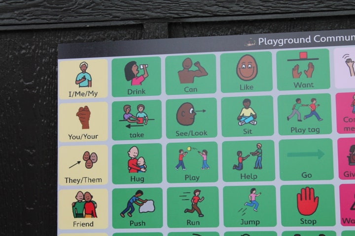 Custom Visual Playground Rectangle Board Communcation Symbols Kids Table Smooth Printed Weatherproof Waterproof Durable Sustainable PVC