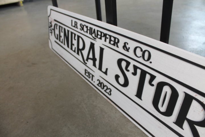 Rustic Customized General Store Personalized 3D Raised and Printed Distressed Vintage Style Co