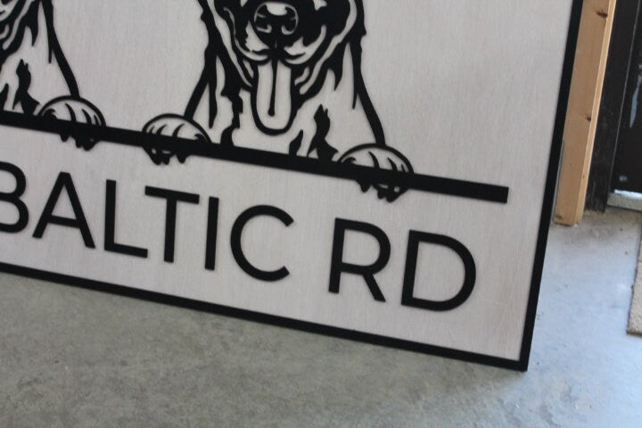 Custom Address German Shepherd Dog GSD Family Entrance Rectangle 3D Large Custom Indoor Outdoor Personalized Logo Laser Cut Wood