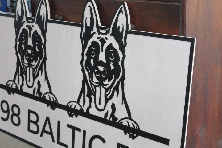 Custom Address German Shepherd Dog GSD Family Entrance Rectangle 3D Large Custom Indoor Outdoor Personalized Logo Laser Cut Wood