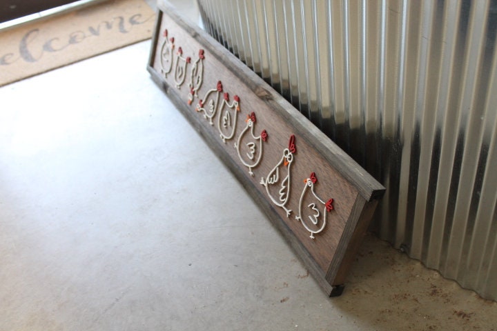 Chickens Cute Farmhouse Country Wall Art Hens Livestock Chicken Lovers Handmade Home Decor 3D Raised Image Wooden Sign