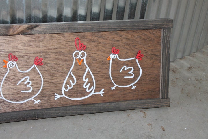 Chickens Cute Farmhouse Country Wall Art Hens Livestock Chicken Lovers Handmade Home Decor 3D Raised Image Wooden Sign
