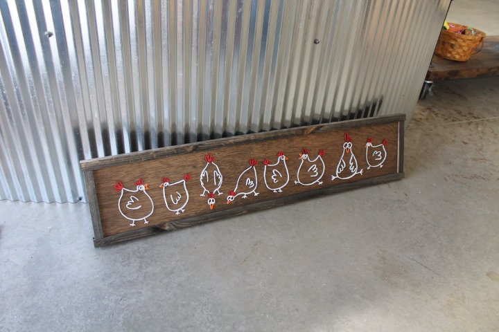 Chickens Cute Farmhouse Country Wall Art Hens Livestock Chicken Lovers Handmade Home Decor 3D Raised Image Wooden Sign