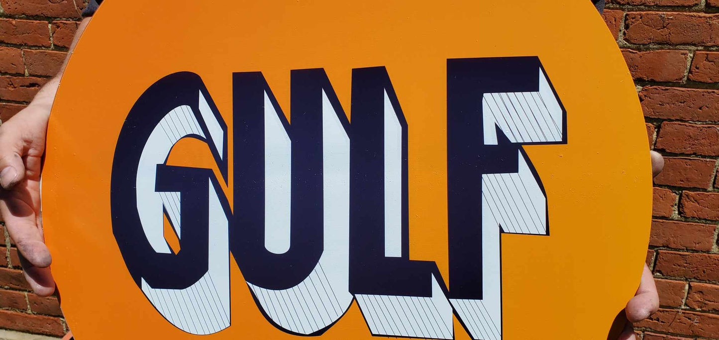 Gulf Gas Station Recreated Reproduction Man Cave Garage Sign For Him Giftable Aluminum Sign Printed Memorabilia Classic Petrolina Petroleum