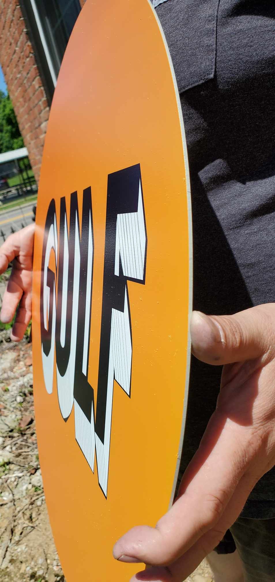 Gulf Gas Station Recreated Reproduction Man Cave Garage Sign For Him Giftable Aluminum Sign Printed Memorabilia Classic Petrolina Petroleum