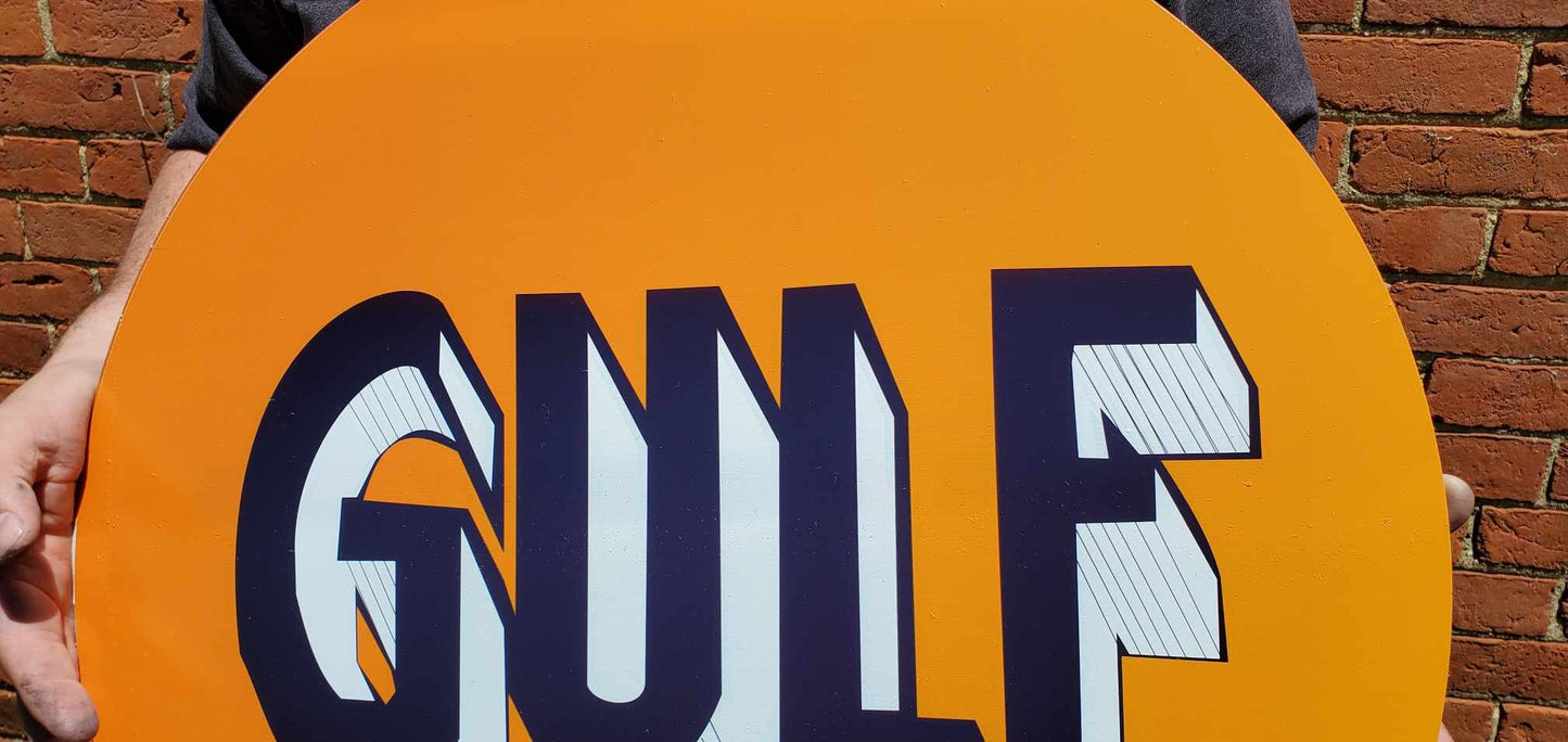 Gulf Gas Station Recreated Reproduction Man Cave Garage Sign For Him Giftable Aluminum Sign Printed Memorabilia Classic Petrolina Petroleum