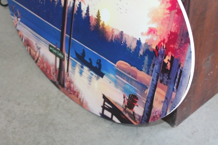 Lake Sign Deer Dock Custom Oval Weatherproof Sign PVC plastic smooth Personalized House Welcome Great for hanging or wall mounted