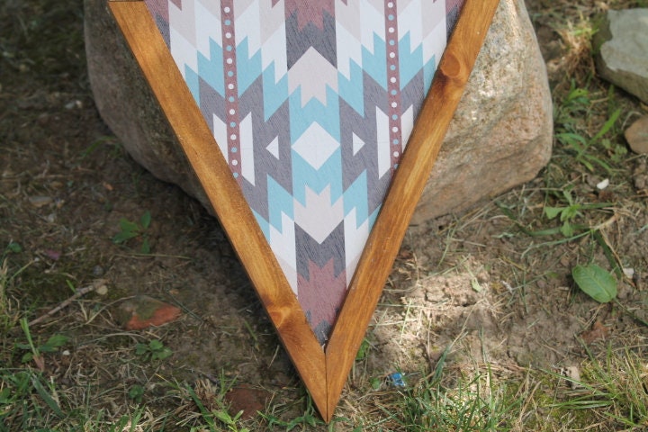 Rustic Aztec Country Graphic Diamond Farmhouse Farm Decor Printed Tribal Wall Art Framed Printed