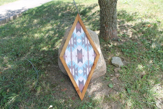 Rustic Aztec Country Graphic Diamond Farmhouse Farm Decor Printed Tribal Wall Art Framed Printed