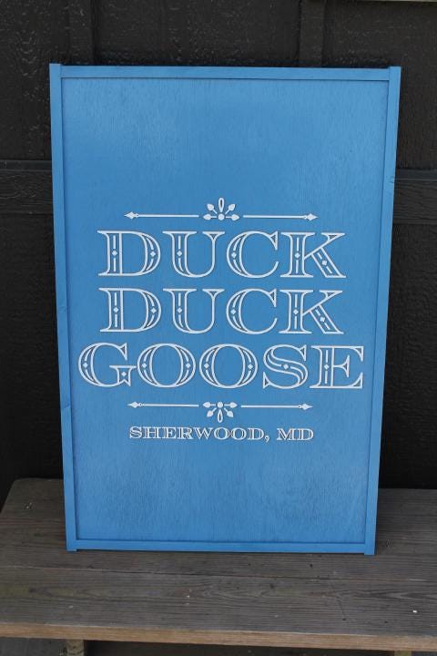 Duck Goose Blue Rectangle Custom Personalized 3D Layered Raised Sign Logo Image Commerical Business Sign