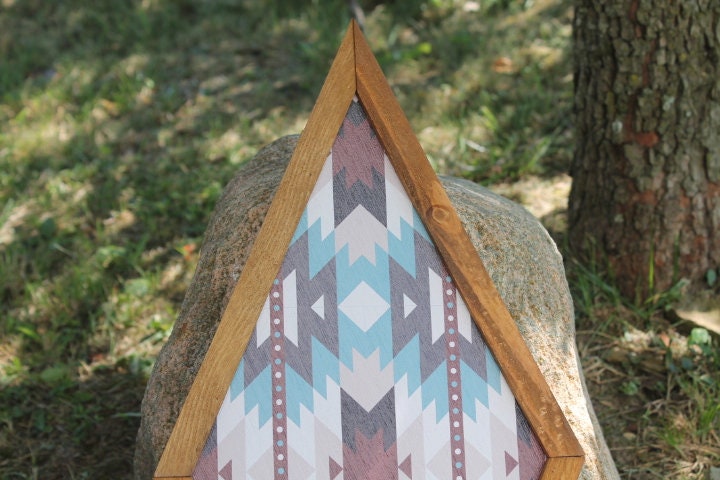 Rustic Aztec Country Graphic Diamond Farmhouse Farm Decor Printed Tribal Wall Art Framed Printed