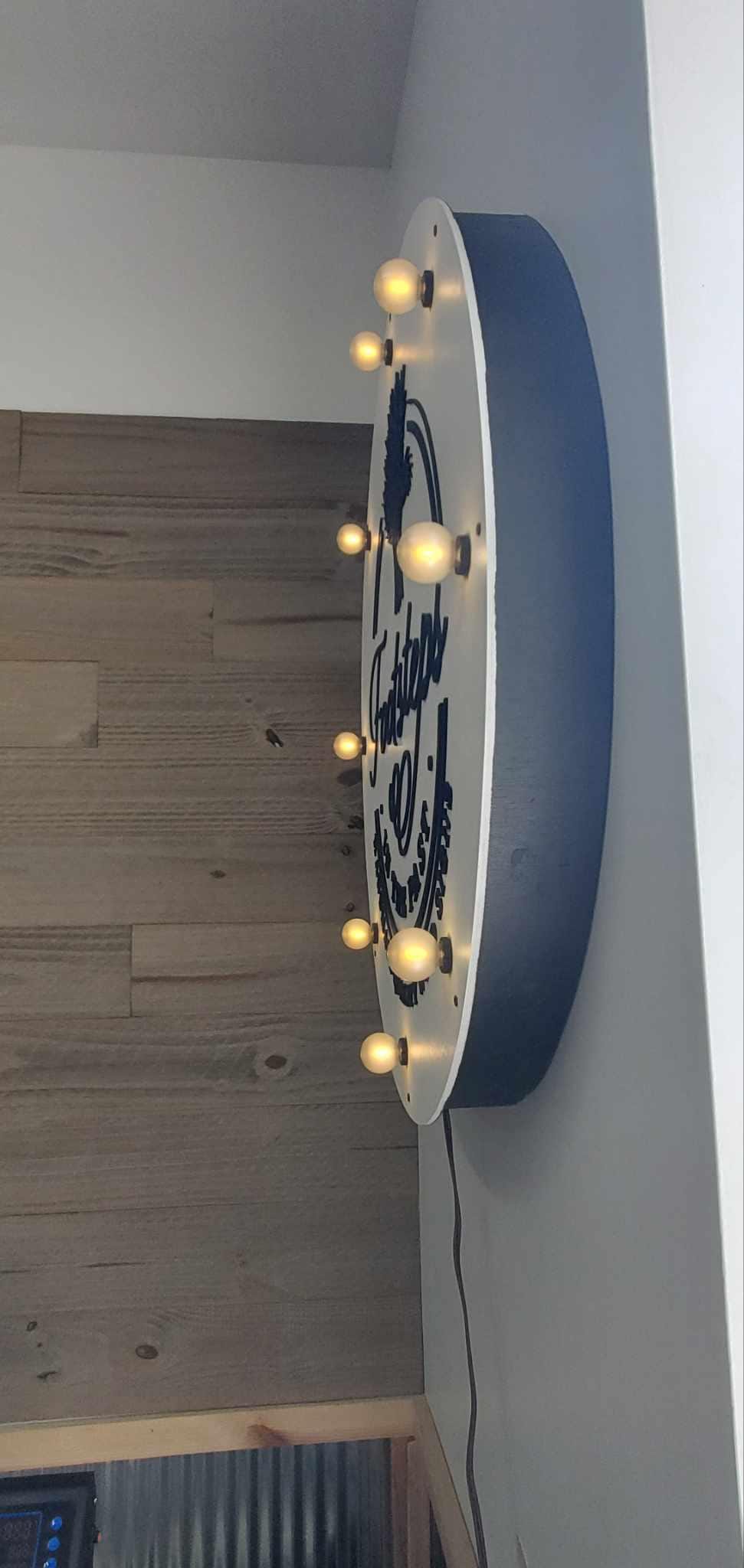 Custom Marquee Logo Wood Lit Commercial Business Sign LED Entrance Remote Electric Light Up Use your Logo Wood Wooden Design Open Sign