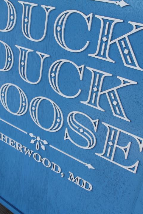 Duck Goose Blue Rectangle Custom Personalized 3D Layered Raised Sign Logo Image Commerical Business Sign