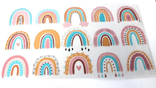 Rainbow Seasonal Theme Decals Waterproof Sheet Full Color Sticker Kids Bright Fun Window Deal Wall Sticker Thermos