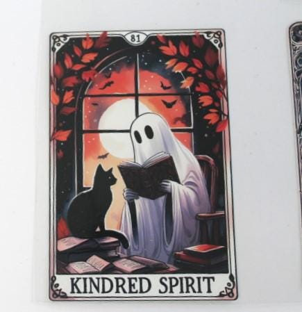 Halloween Tarot Cards Ghosts Pumpkins Racoons Theme Decals Waterproof Sheet Full Color Sticker Window Deal Wall Sticker Thermos