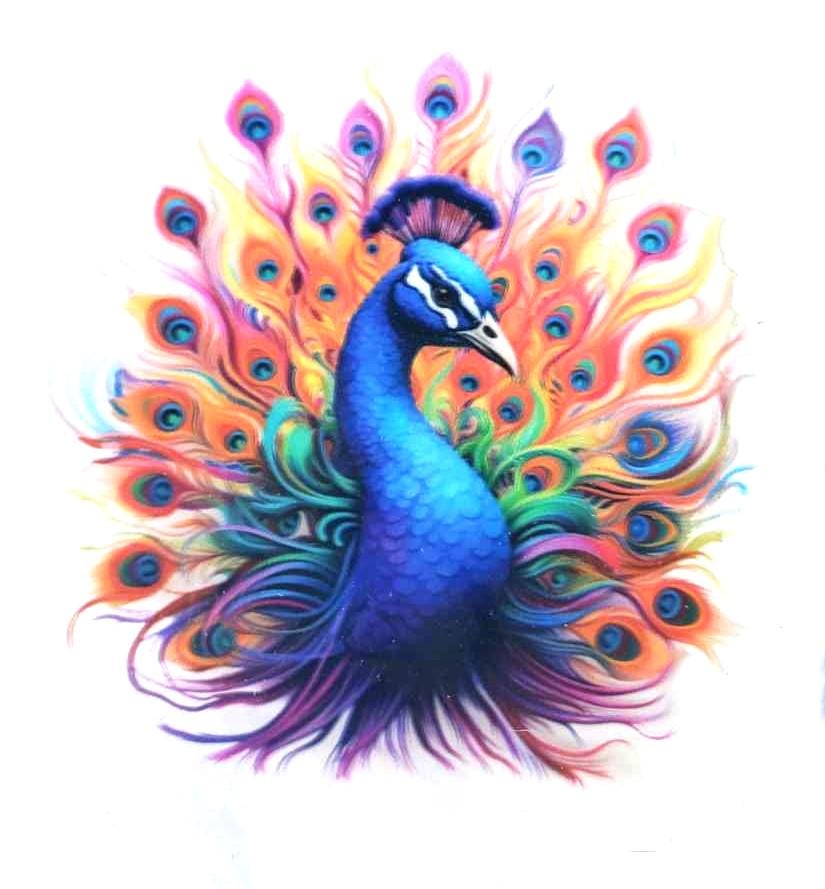 Peacock Assorted Watercolor Theme Decals Waterproof Sheet Full Color Sticker Kids Bright Fun Window Deal Wall Sticker Thermos Painted Bird