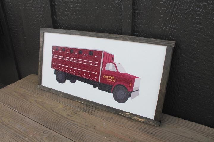 Custom Wood Sign Memorial Semi Truck Driver Trucker Vintage Photo Uvprinted Image Framed Signage Color Logo Large Personalized Decor