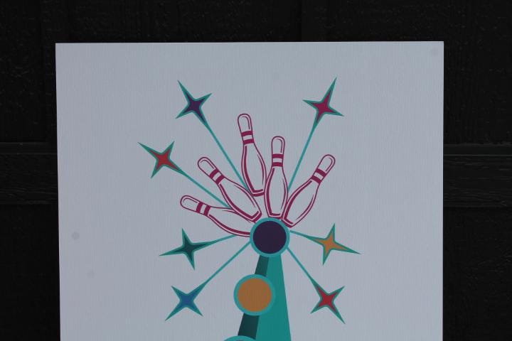 Custom Vertical Bowling Textured Rectangle Weatherproof Sign Pvc Plastic Personalized Business Logo Great Outdoors Arcade Amusement Park