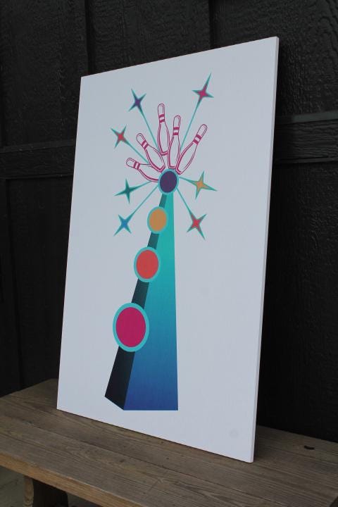 Custom Vertical Bowling Textured Rectangle Weatherproof Sign Pvc Plastic Personalized Business Logo Great Outdoors Arcade Amusement Park