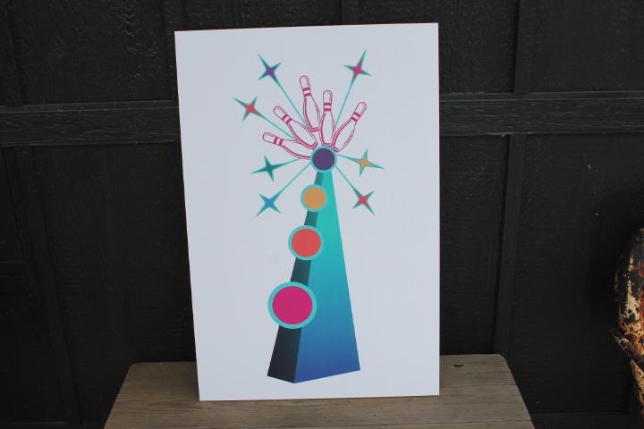 Custom Vertical Bowling Textured Rectangle Weatherproof Sign Pvc Plastic Personalized Business Logo Great Outdoors Arcade Amusement Park