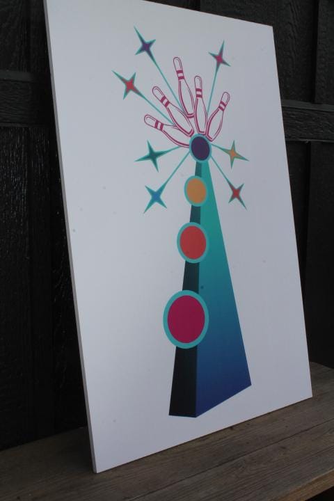 Custom Vertical Bowling Textured Rectangle Weatherproof Sign Pvc Plastic Personalized Business Logo Great Outdoors Arcade Amusement Park