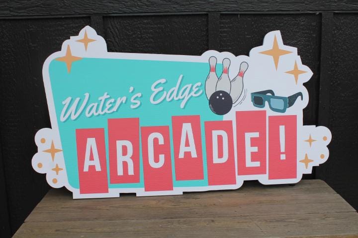Custom Contour Arcade Bowling Game Family Fun Center Color Textured Rectangle Weatherproof Sign Pvc Plastic