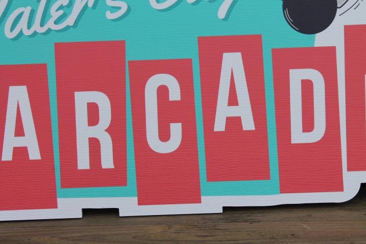 Custom Contour Arcade Bowling Game Family Fun Center Color Textured Rectangle Weatherproof Sign Pvc Plastic