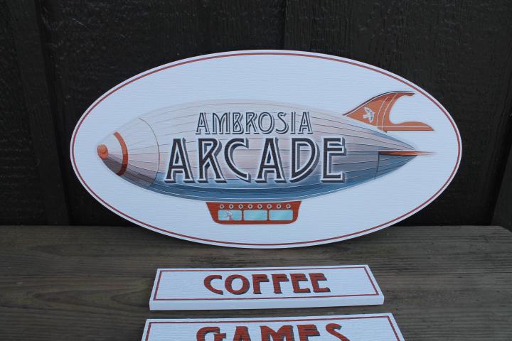Custom Blimp Arcade Fun Game Center Textured Oval Weatherproof Sign Pvc Plastic Business Logo