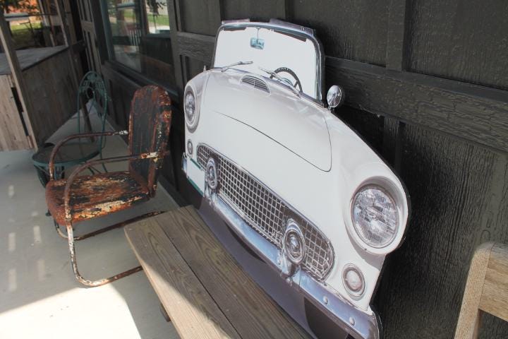 Car Vehicle Vintage Convertible Iconic Classic Print Cut out Wood White Front hood Wall Art Garage Grandpa Gift