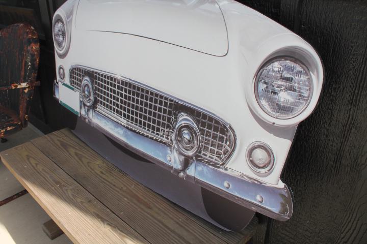 Car Vehicle Vintage Convertible Iconic Classic Print Cut out Wood White Front hood Wall Art Garage Grandpa Gift