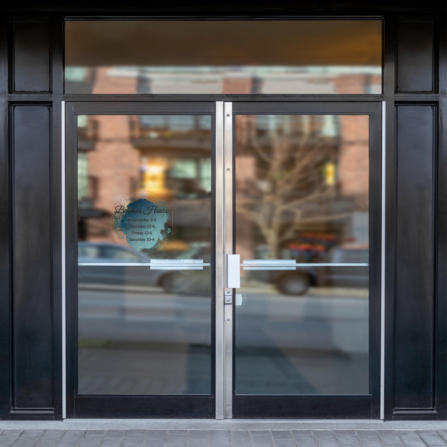 Custom Store Hours Store Front Business Logo Personalized Clock Decal Sticker For Your Business Full Color