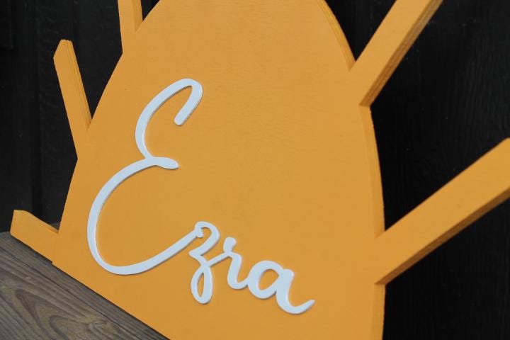 Custom Sunshine Name Baby Shower Crib Sign Contoured Sun New Baby Event Gender Made to Order Personalized 3d Wooden Handmade