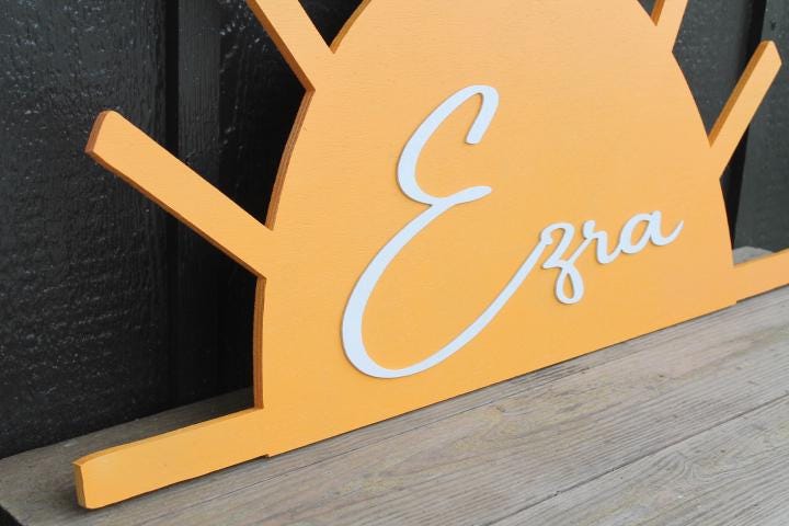 Custom Sunshine Name Baby Shower Crib Sign Contoured Sun New Baby Event Gender Made to Order Personalized 3d Wooden Handmade