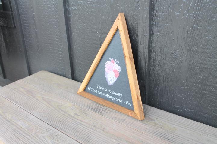 Beauty Strangeness Poe Heart Flowers Decor Triangle Quote Framed Home Decor Poem Edgar Goth