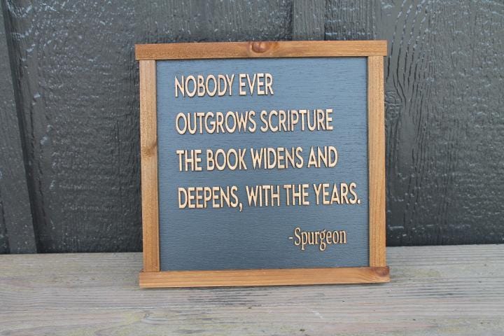 Scripture Cant outgrow The Book Years Wise Quote Faith Handmade 3D Wooden Home Decor Spurgeon Christian