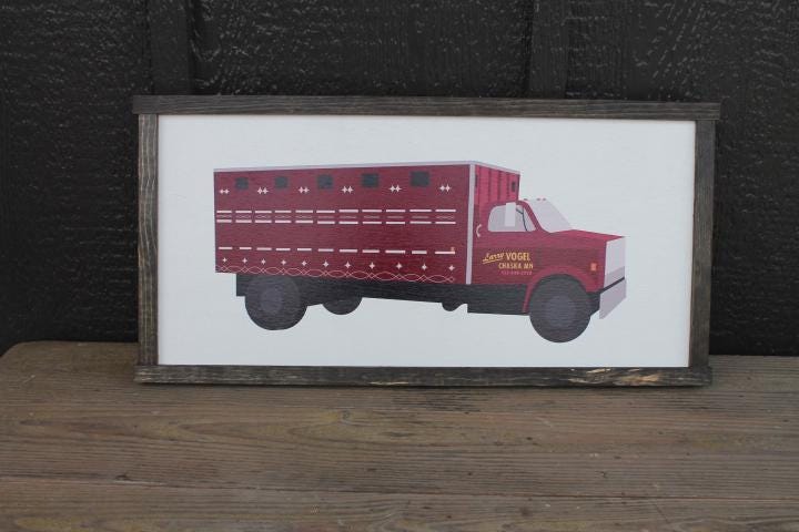 Custom Wood Sign Memorial Semi Truck Driver Trucker Vintage Photo Uvprinted Image Framed Signage Color Logo Large Personalized Decor