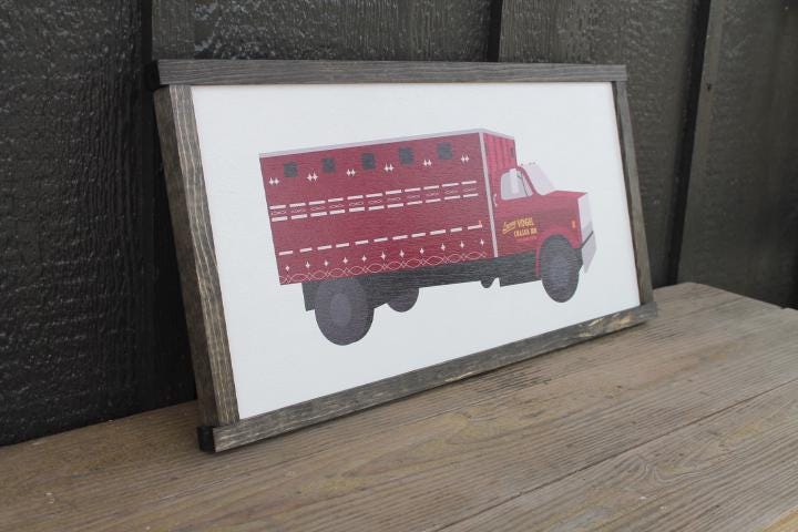 Custom Wood Sign Memorial Semi Truck Driver Trucker Vintage Photo Uvprinted Image Framed Signage Color Logo Large Personalized Decor