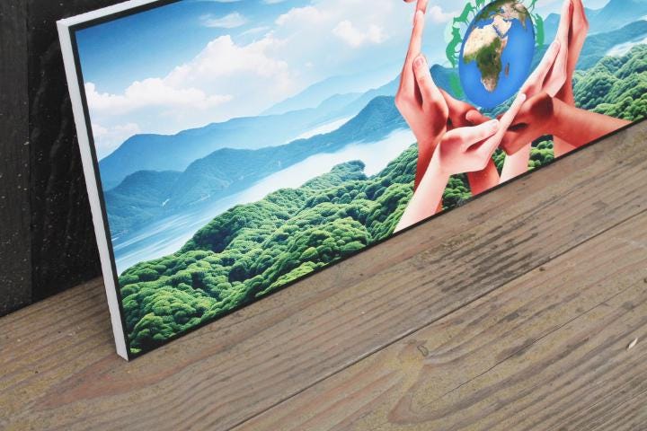 Custom Hands Globe Nature Outdoors Discovery Love the world Rectangle Smooth Printed Weatherproof Waterproof Durable Sustainable PVC